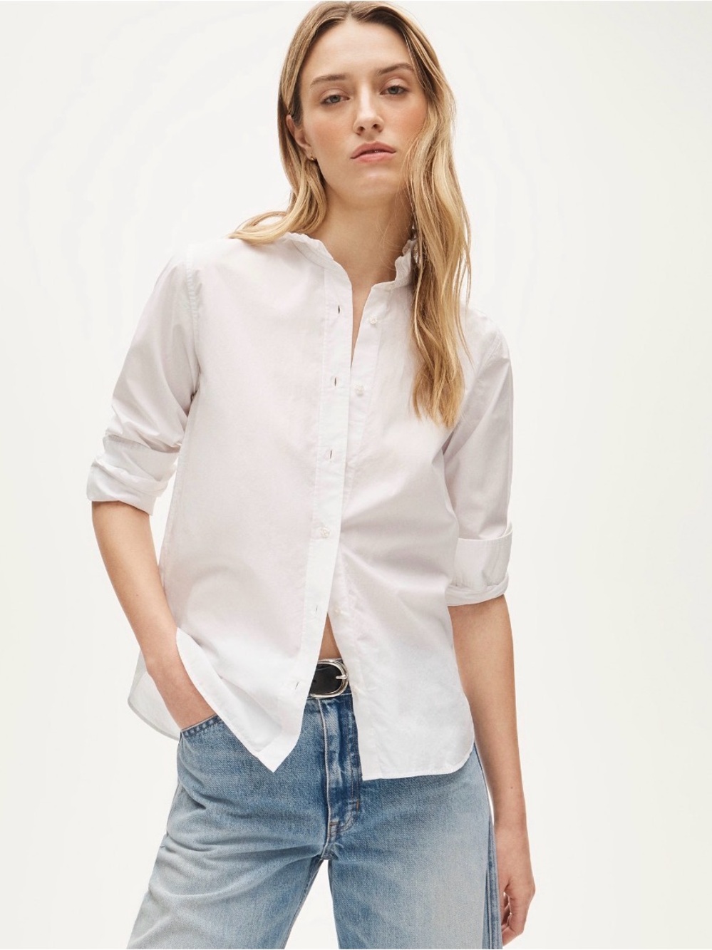 NWT J.Crew Jules Ruffle Collar Cotton Poplin Shirt White Size 4